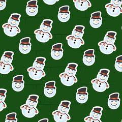 merry christmas card with snowman pattern