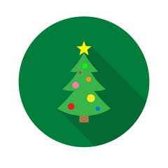 christmas tree flat icon.Vector illustration in a simple style with a falling shadow. 10 eps.