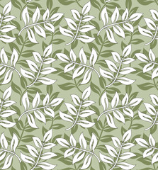 Fototapeta na wymiar Herbal leaves seamless pattern. illustration on green background