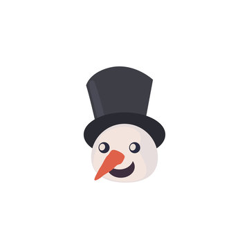 head of snowman with hat on white background
