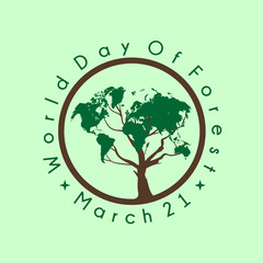 World Day of Forest with tree on circle vector design