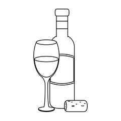 wineglass and corkscrew utensil icon design