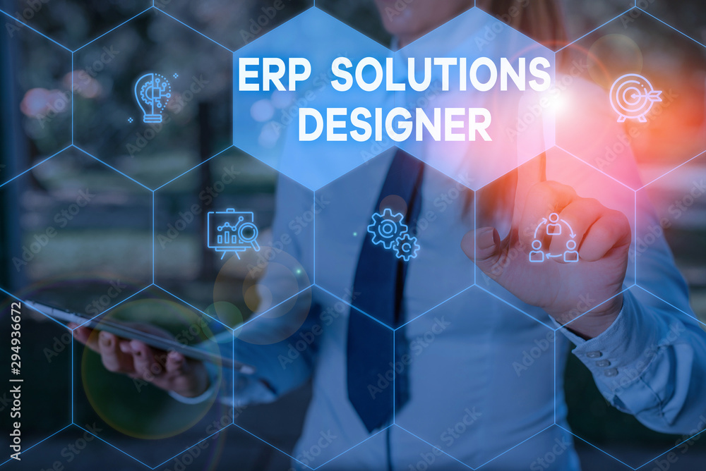 Poster handwriting text erp solutions designer. conceptual photo elegant optimized modularised and reusable