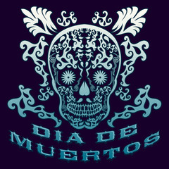 Dia de Muertos, Mexican Day of the Death spanish text vector decoration
