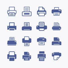 Ink jet and printer vector pictogram icons