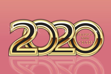 Happy 2020 new year gold party card vector background