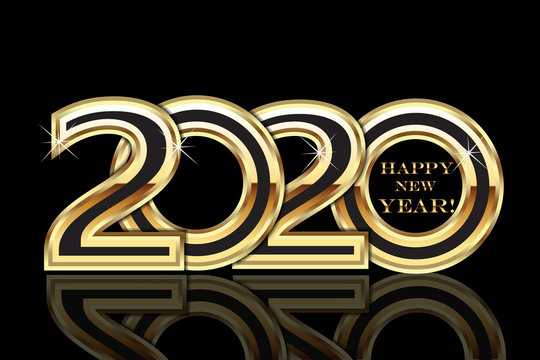 Happy 2020 New Year Gold Party Card Background Vector Image