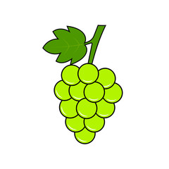 Grape icon. Bunch of grapes with leaf. Flat icon. Vector illustration.