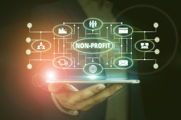 Word writing text Non Profit. Business photo showcasing type of organization that does not earn...