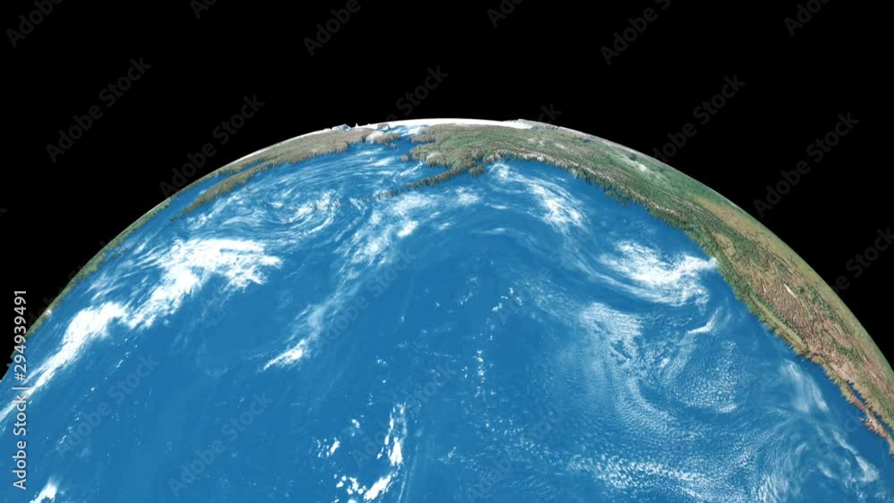 Wall mural realistic rotating earth planet isolated on black background. spinning 3d earth globe seamless loopi