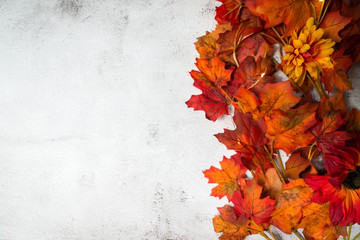 background of red leaves on concrete