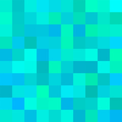 Seamless pattern. Geometrical square background. Blue colors. Pixel art style. Vector tile. Abstract illustration.