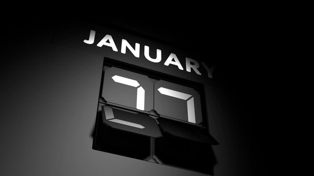 January 27 date. digital calendar change to January 27 animation