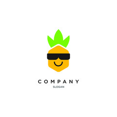 pineapple with sunglasses logo icon vector design