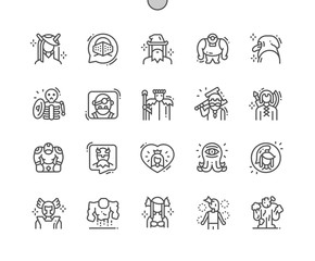 Fantastic characters Well-crafted Pixel Perfect Vector Thin Line Icons 30 2x Grid for Web Graphics and Apps. Simple Minimal Pictogram