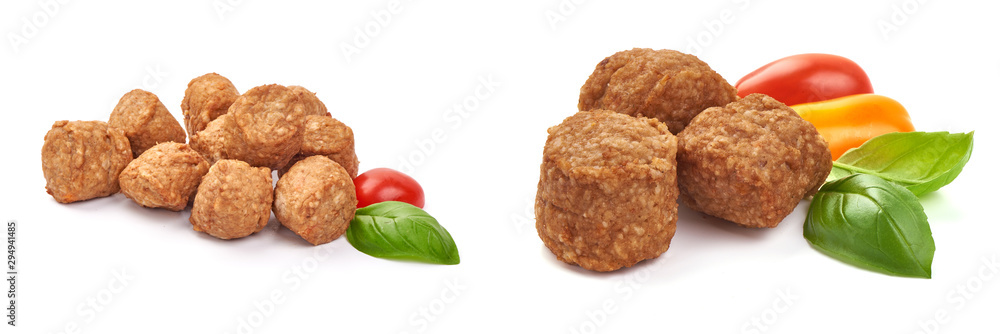 Wall mural Chicken meatballs, isolated on white background