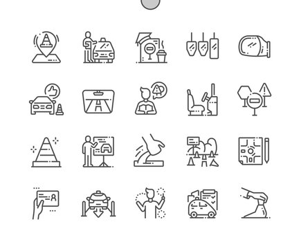 Driving School Well-crafted Pixel Perfect Vector Thin Line Icons 30 2x Grid for Web Graphics and Apps. Simple Minimal Pictogram