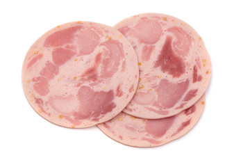Boiled Ham Slices, isolated on white background
