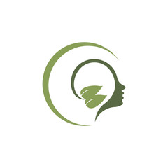 head and leaf logo template