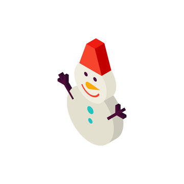 Snowman with Hat Isometric Object