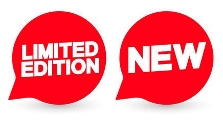 Limited Edition and New banners design template, speech bubble promotion tags, vector illustration