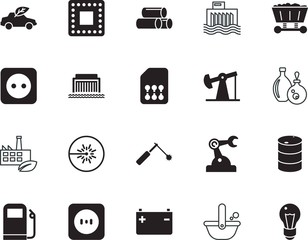 factory vector icon set such as: robotic, automatic, center, check, electro, laser, knowledge, coal, tube, repair, silicone walley, digital, mechanical, science, pipes, line, fossil, drawing