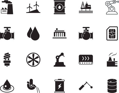 factory vector icon set such as: control, electrical, device, rotation, computer, mechanical, weld, light, mobile, belt, saver, condenser, ladle, welder, melting, environmental, dual, smartphone