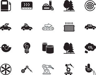 Obraz premium factory vector icon set such as: working, active, crate, development, petroleum, animal, graphics, ultrasonic, ventilation, hydraulic, oil, drive, cogwheel, warehouse, airflow, diesel, connected