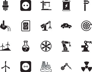 factory vector icon set such as: extraction, round, green, transport, graphic, warning, airflow, bulb, meter, communication, vehicle, full, chemistry, button, reaction, idea, chemical, instrument