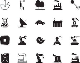 Obraz premium factory vector icon set such as: cartoon, condenser, transport, satellite, spring, molten, biology, business, red, erlenmeyer, supply, smelting, iron, casting, television, internet, park, leaf, dish