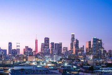 Fototapeta na wymiar Downtown Los Angeles skyline at sunset