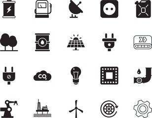 factory vector icon set such as: data, pine, leaf, steam, clock, flow, forest, garden, storage, low, jerry, chemical, automatic, load, wireless, perfect, propeller, pipes, transport, antenna