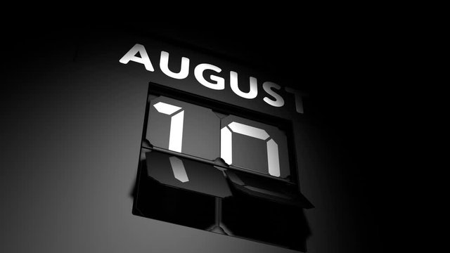 August 18 date. digital calendar change to August 18 animation