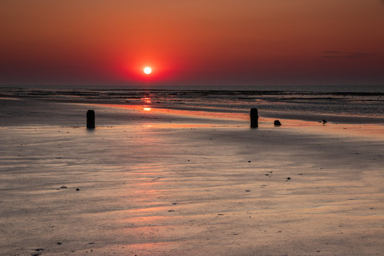 Sunset On Thornham Beach August Bank Holiday Norfolk East Anglia