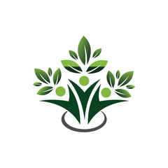 Organic leaf people logo template