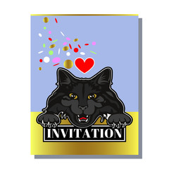 greeting invitation card template design with exotic wild cats. Design for banner, flyer, invitation, poster, web site or greeting card. Vector illustration
