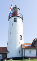'Vuurtoren' (lighthouse) of the city of Urk at the 'IJsselmeer' (lake IJssel) former 'Zuiderzee' (southern sea) at Urk, NLD
