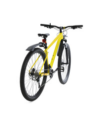 Fototapeta na wymiar Modern yellow mountain bicycle on white background