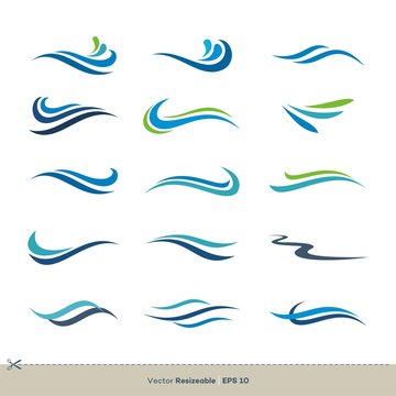 Set of Colorful Waves Swoosh Vector Logo Template Illustration Design. Vector EPS 10.