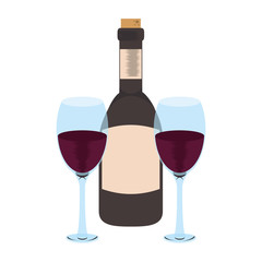 wine bottle and glasses design
