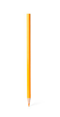 Orange wooden pencil on white background. School stationery
