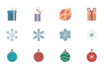 bundle of merry christmas with set icons