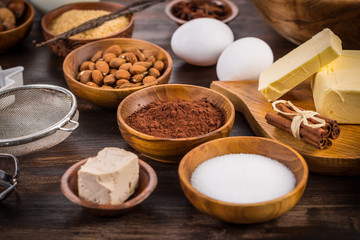 Assortment of baking ingredients for Xmas cookies