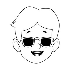 cartoon happy man icon, flat design