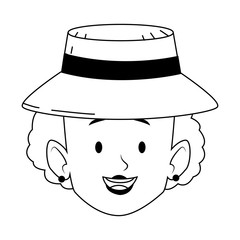 Cartoon woman face icon, flat design