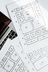 UX website design wireframe. Sketch, prototype, framework, layout future design project. UI/UX -...