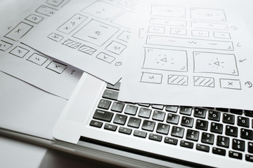 UX website design wireframe. Sketch, prototype, framework, layout future design project. UI/UX -...