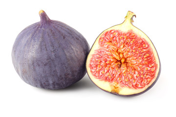 Figs with cut slice isolated on white background