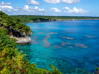 Coastline of Cliffs of Jokin overlooking blue ocean in New Caledonia