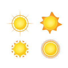 Sun Vector isolated summer icon design. Vector yellow sun symbol